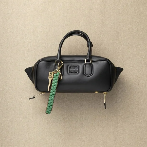 Miu Miu Leather Keychain Trick in Cognac/Mango Braided With Snap-Hook Logo - Picture 15 of 15